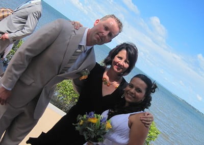Renee Wilkins with the bride and groom after the ceremony