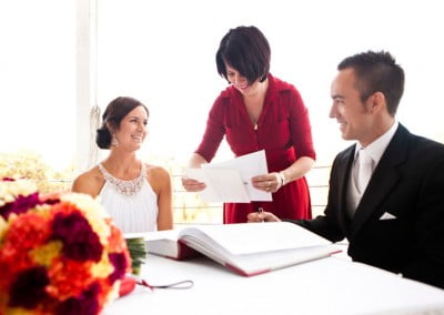 Wedding Celebrant Renee Wilkins with bride and groom